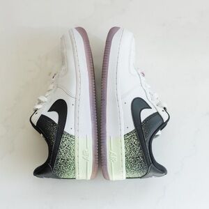 Nike Air Force 1 Low Top Sneakers White Black Green Purple Speckled Pattern 6.5